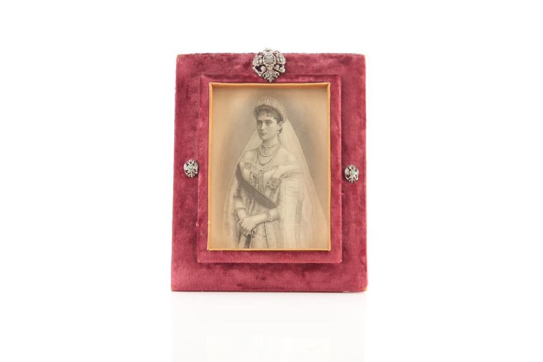 Red velvet Russian velvet frame with silver mounts (1 of 4)