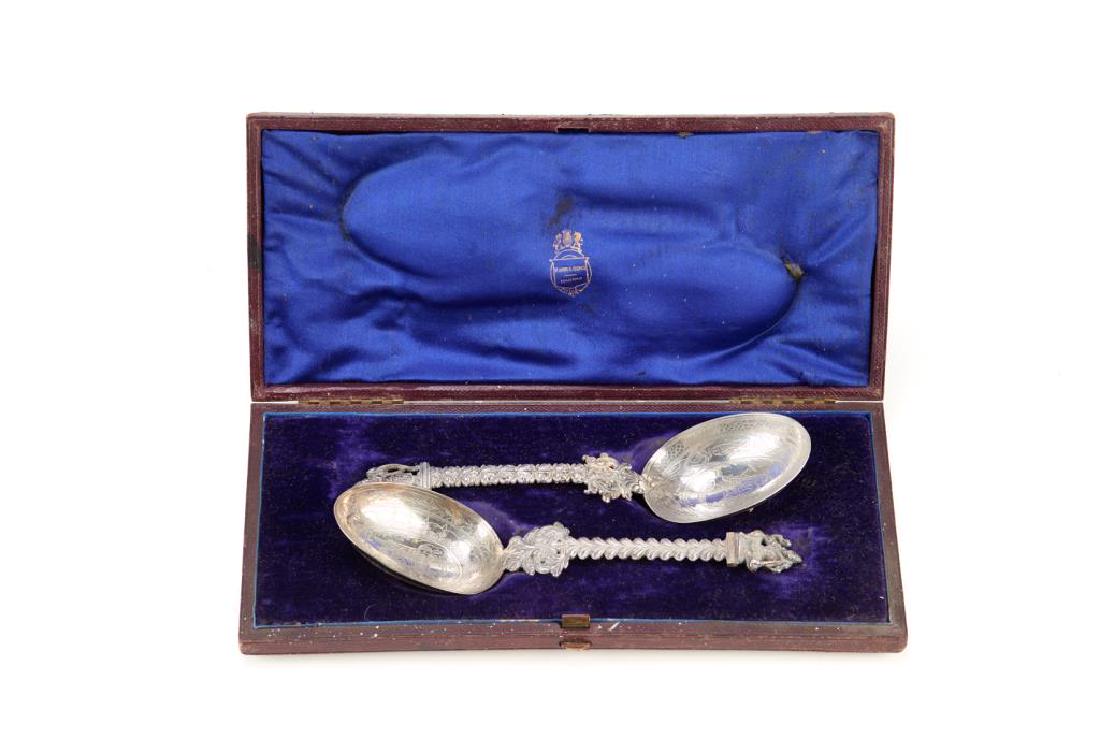 Cased pair of Anglo Indian silver spoons (1 of 9)
