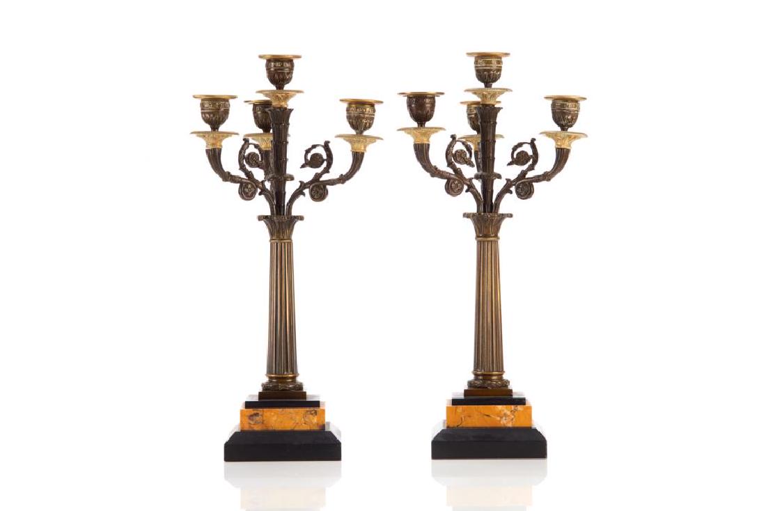 Pair of gilt and patinated bronze candelabra (1 of 7)