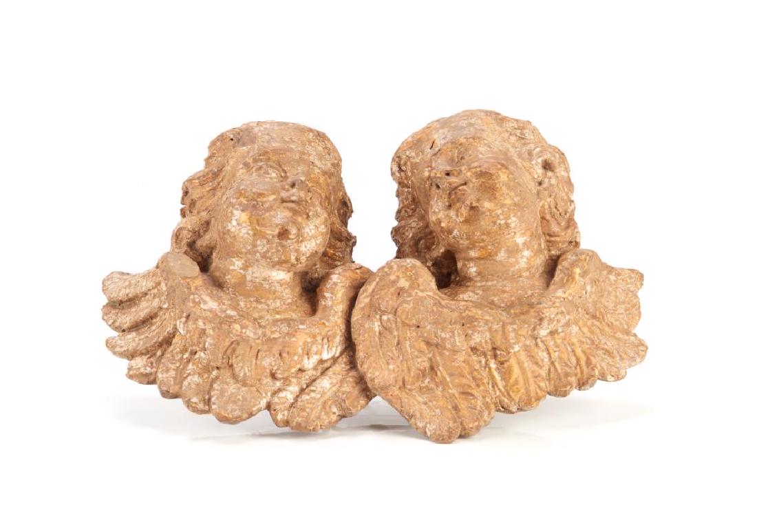 Antique carved wood putti (1 of 4)