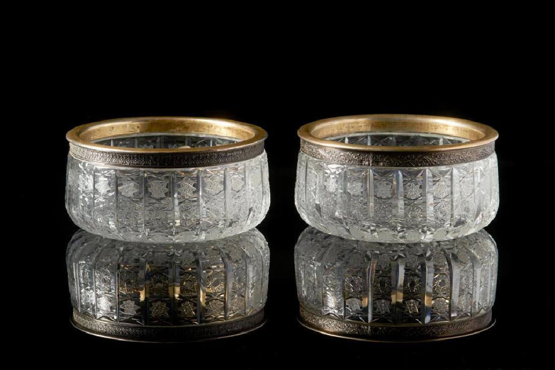 Two Russian cut glass bowls with silver mounts (1 of 2)