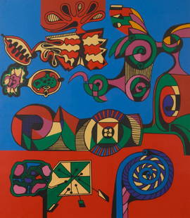 ALFRED PELLAN (Canadian, 1906-1988): Ripolinade Colour silkscreen Signed, titled, dated 1973 and numbered 96/100 in pencilSize: 22 x 19 in. (plate) Provenance: Private Estate Collection, Toronto