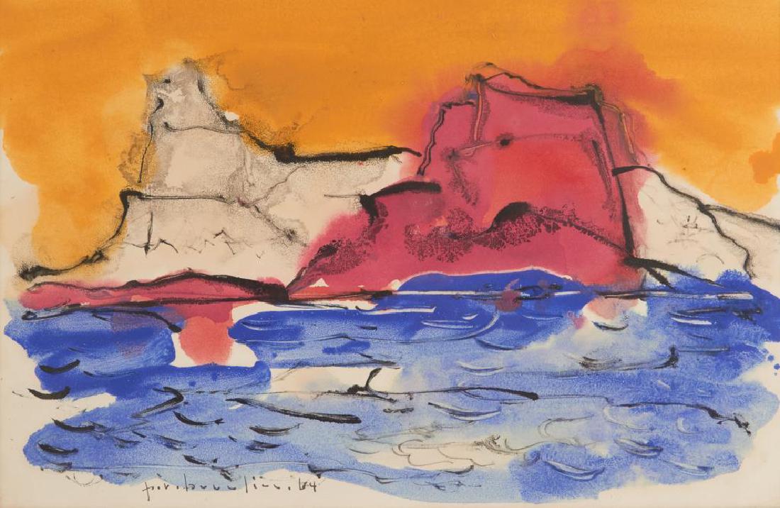 PAUL-VANIER BEAULIEU (Canadian, 1910-1996): Untitled (Abstract Landscape) Watercolour Signed and dated '64 Size: 12.25 x 19 in. (sheet sight) Provenance: Estate of Paul-Vanier Beaulieu.