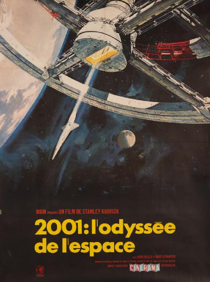 2001: A SPACE ODYSSEY Vintage Poster: 2001: l'odyssee de l'espace French oversize poster mounted on canvas From the 1968 Stanley Kubrick film Size: 59 x 47 in. (overall)