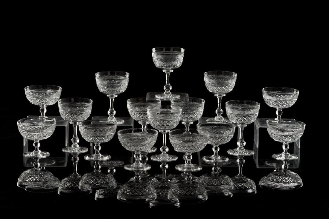 Lot of Tudor Holbein Cut Glass Stemware: comprising eight champagne glasses and eight sherbets