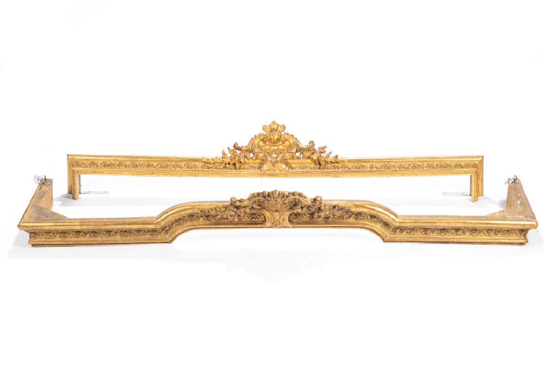 Two carved gilt wood valance boards: French, 18th/19th C. With Rococo decoration.