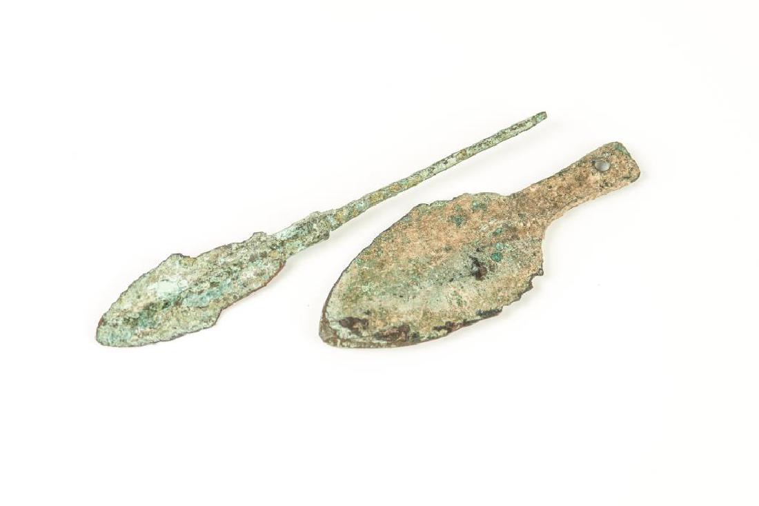 Two ancient Greek bronze arrow heads (1 of 6)