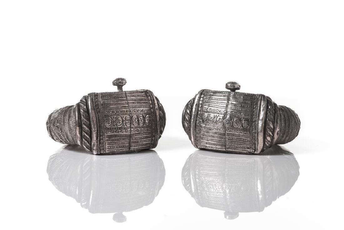 Pair of Oman Islamic silver hinged Nizwa anklets (1 of 1)