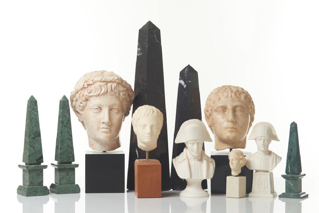 Tray of obelisks and figural busts: .