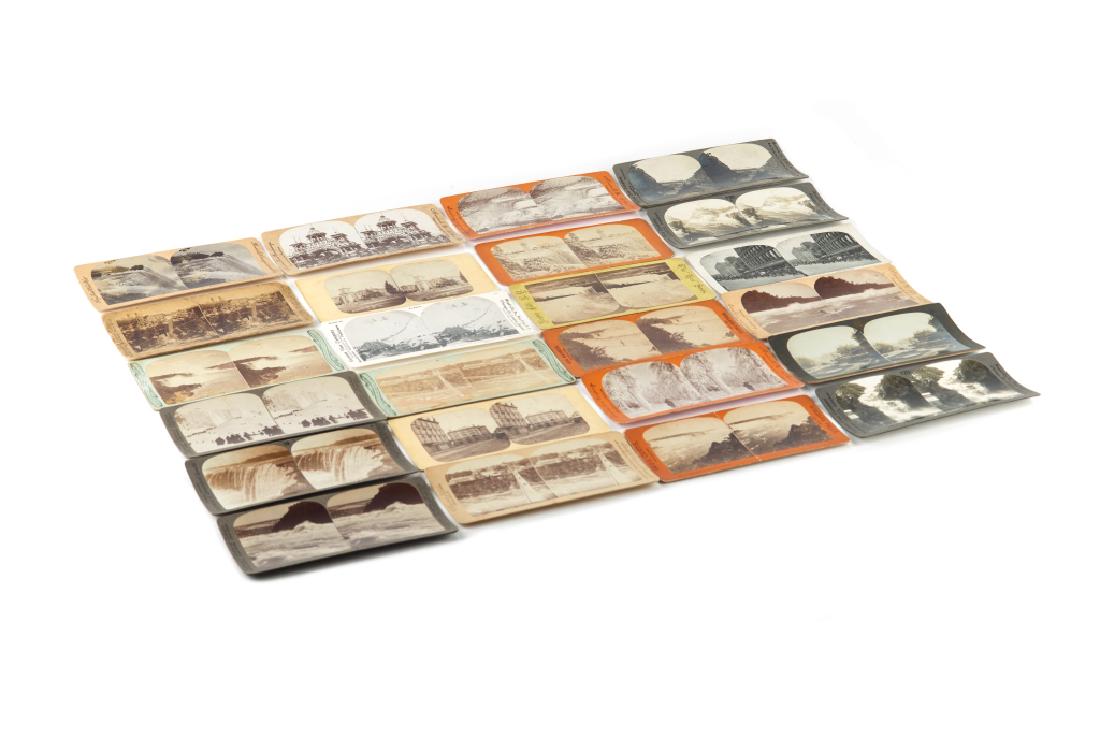 COLLECTION OF STEREO SCOPE CANADIAN VIEWS: Circa mid to late 19th century, approximately 80 cards total. Series including Niagara Falls, Toronto, Hamilton, Montreal, Quebec. Including 50 shots by William Notman