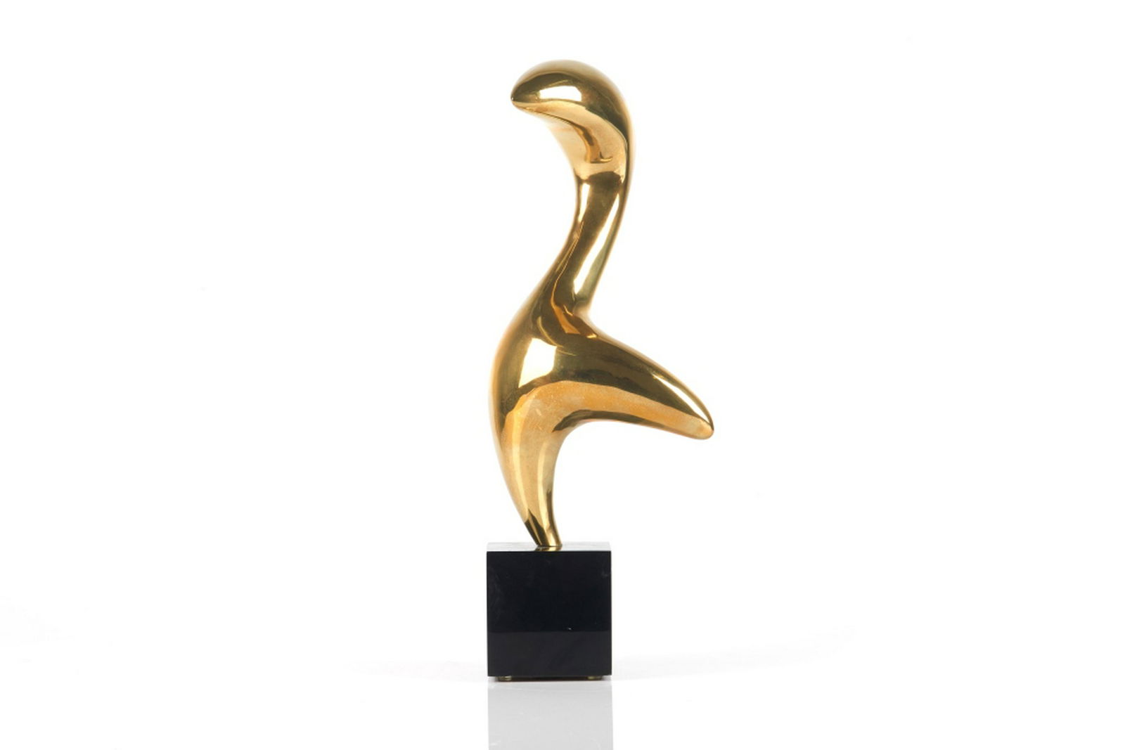PHILIPPE JEAN (French, 1931-1987): Abstract gilded bronze sculpture on a black marble base. H. approx 45.5 cm (17 7/8 in) inscribed Ph Jean numbered 11/300
