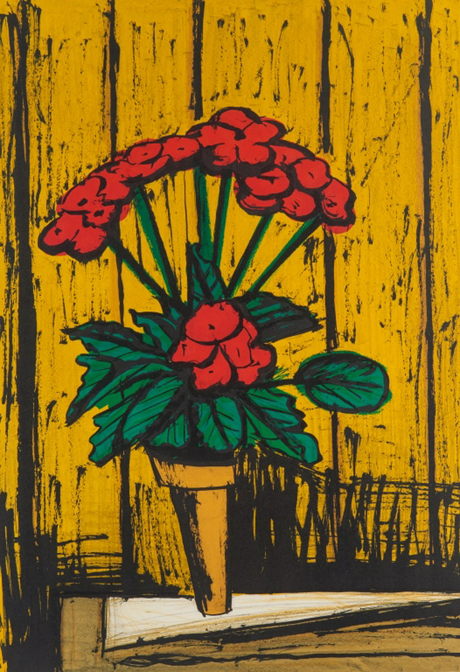 BERNARD BUFFET (French, 1928-1999): Begonias (1978) Colour lithograph Signed and numbered 113/150 in pencil Size: 26.5 x 18.25 in. (plate)