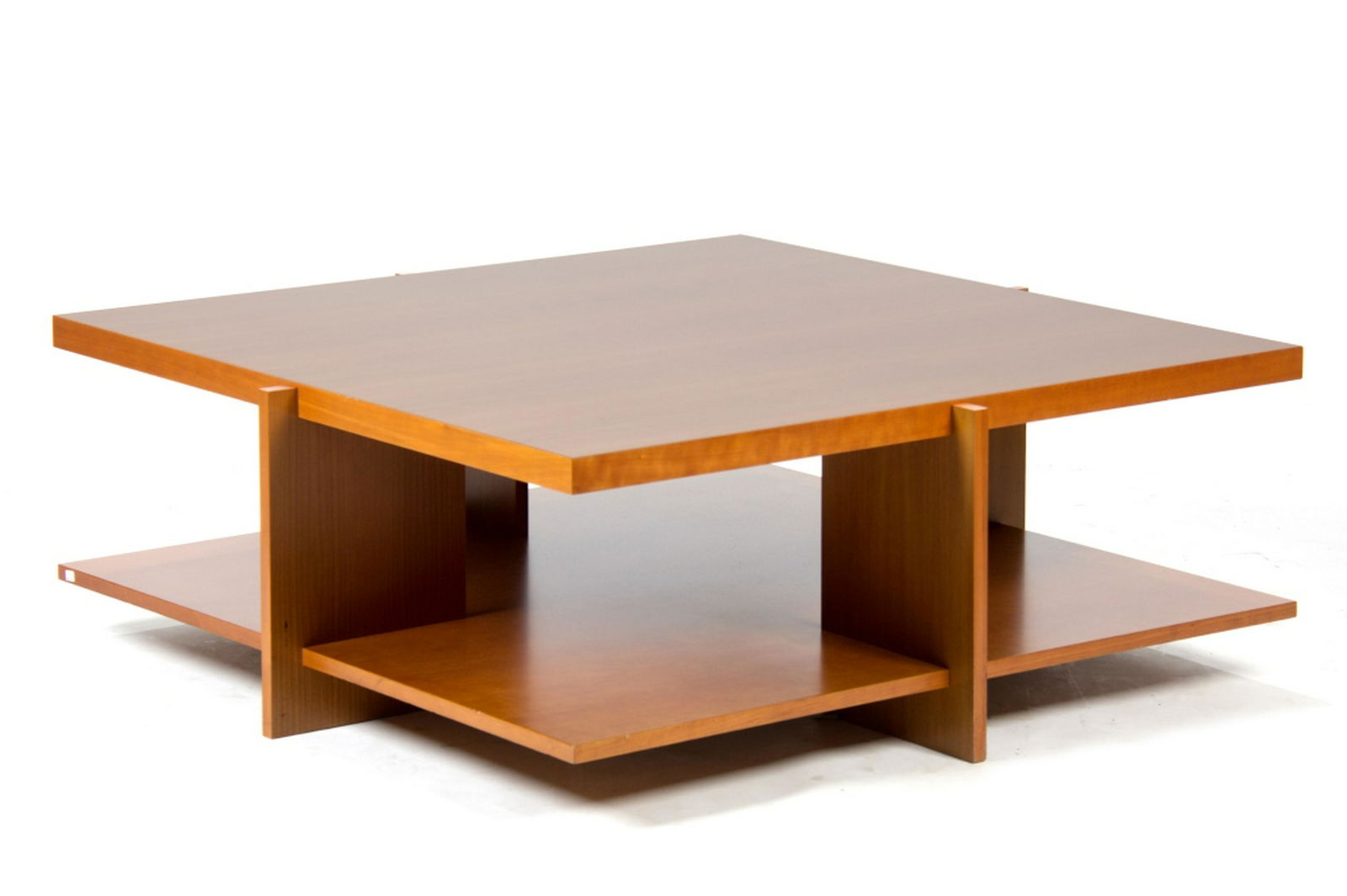 CASSANI FRANK LLOYD WRIGHT DESIGN COFFEE TABLE: Contemporary. Numbered 079. H. 16 W. 42 D. 42 in.