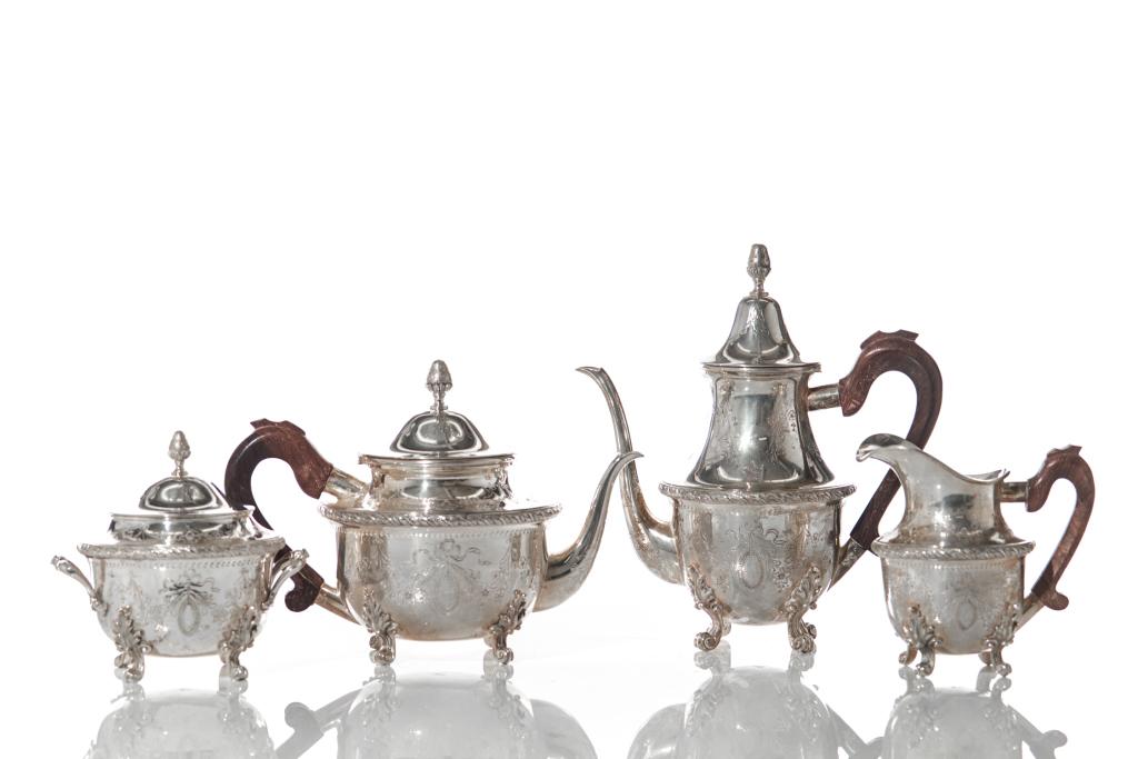 FOUR PIECE PORTUGUESE SILVER TEA  & COFFEE SET (1 of 7)