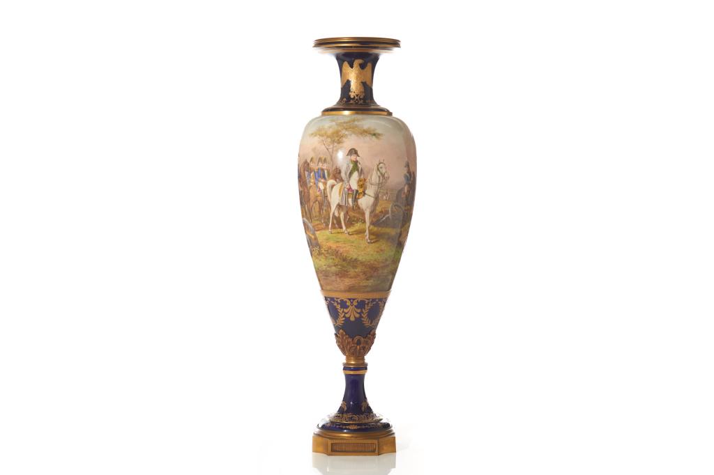 A MONUMENTAL FRENCH PAINTED PORCELAIN URN (1 of 8)