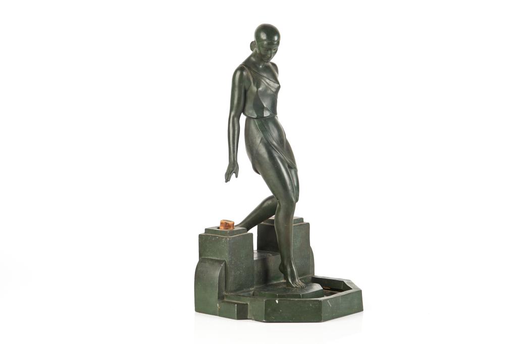 FRENCH BRONZED ART DECO NAUSICCA LAMP AFTER FAYRAL (1 of 5)