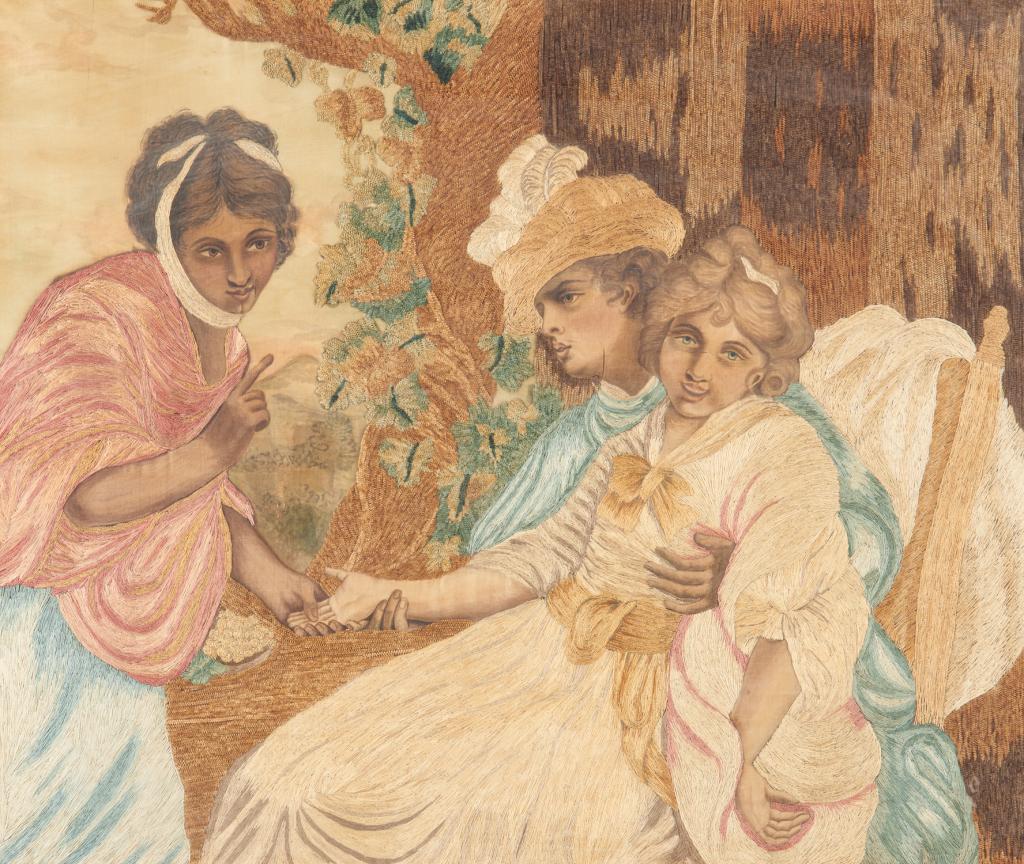 FRAMED ANTIQUE SILK EMBROIDERY PICTURE (1 of 8)