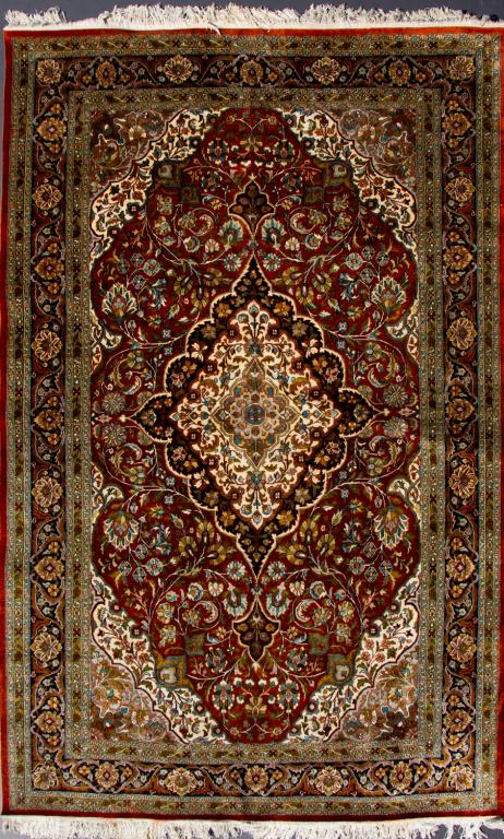 KASHMIR SILK & COTTON BLEND PERSIAN STYLE CARPET (1 of 3)