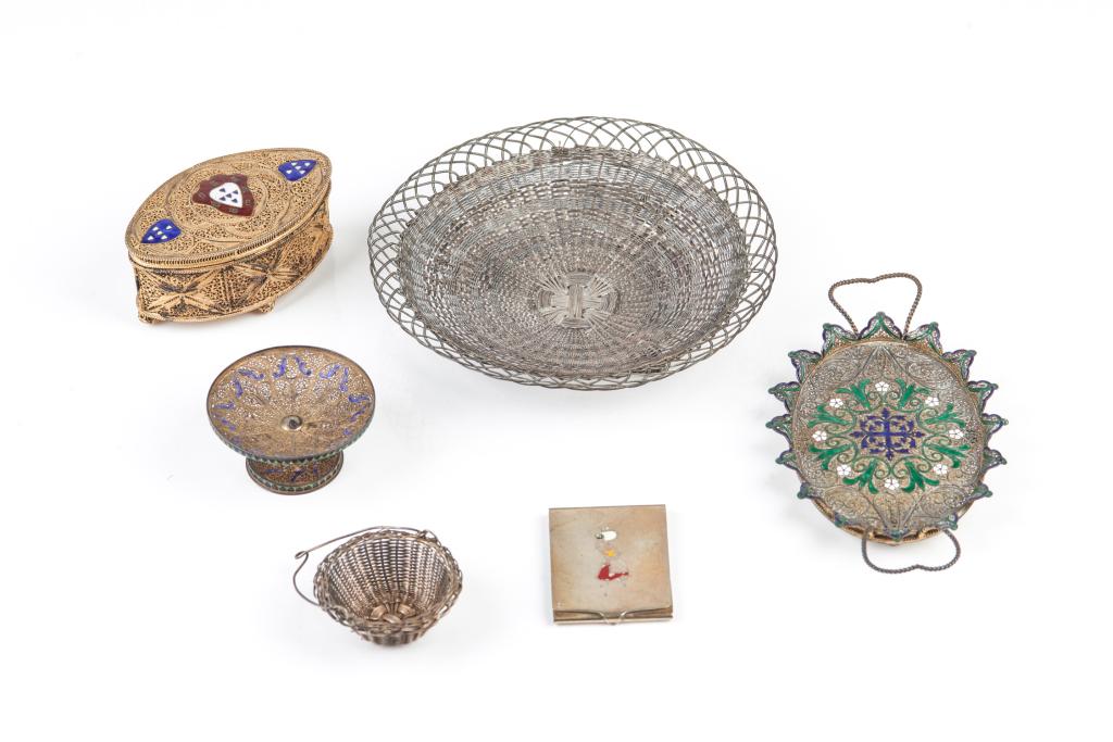 LOT OF SILVER FILIGREE & ENAMEL PIECES (1 of 5)