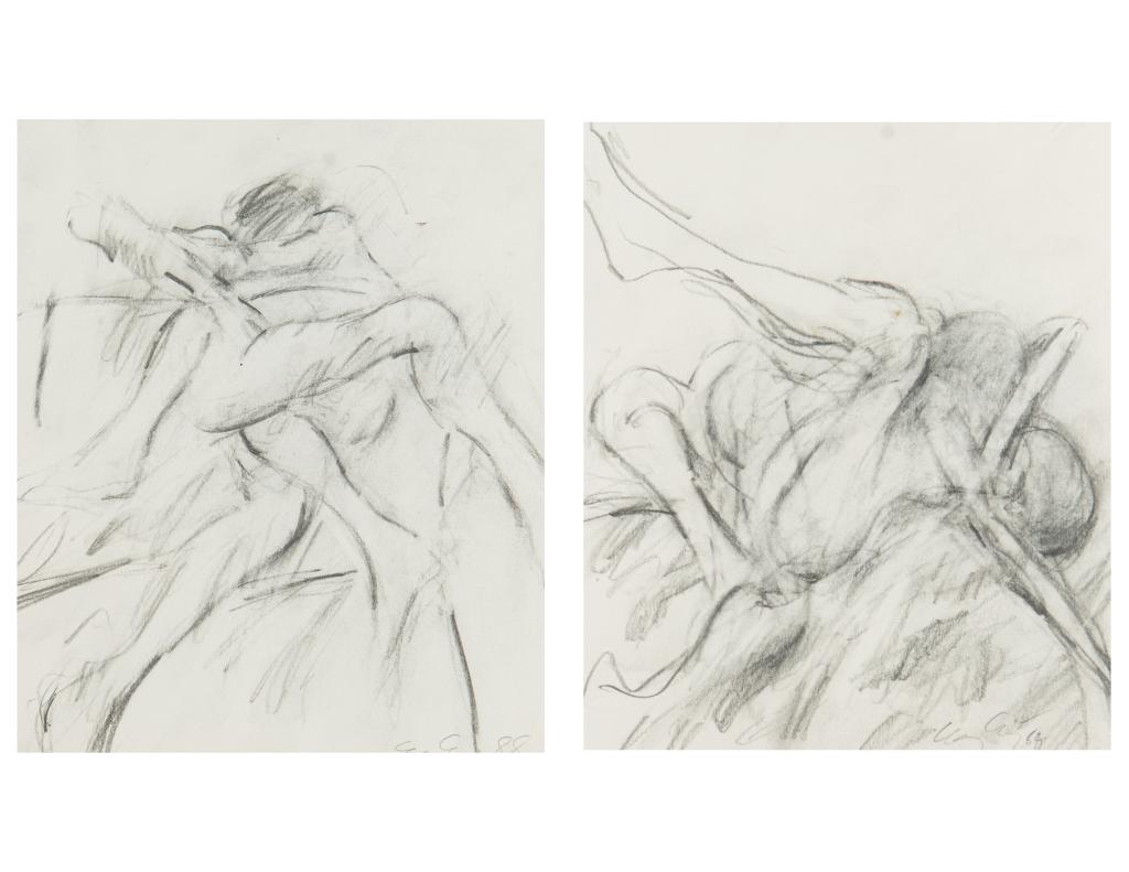 JOHN GRAHAM COUGHTRY (Canadian, 1931-1999): Pair of drawings: Study for Painting I (1988) Pencil on paper Signed and dated lower right 9 x 7.75 in. (image) Study for Painting II (1988) Pencil on paper Signed and dated lower right Size: 9 x 7.75