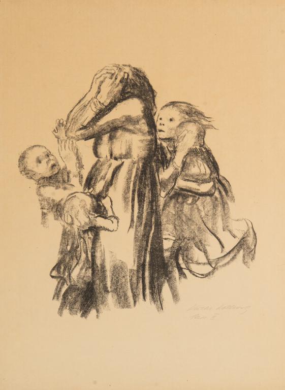 KATHE KOLLWITZ (German, 1867-1945): Killed in Action (Geffallen II) (1921) [Klipstein 153.I] Lithograph on laid paper Signed and inscribed 'Stein II' Size: 25 x 18.5 in. (sheet sight)