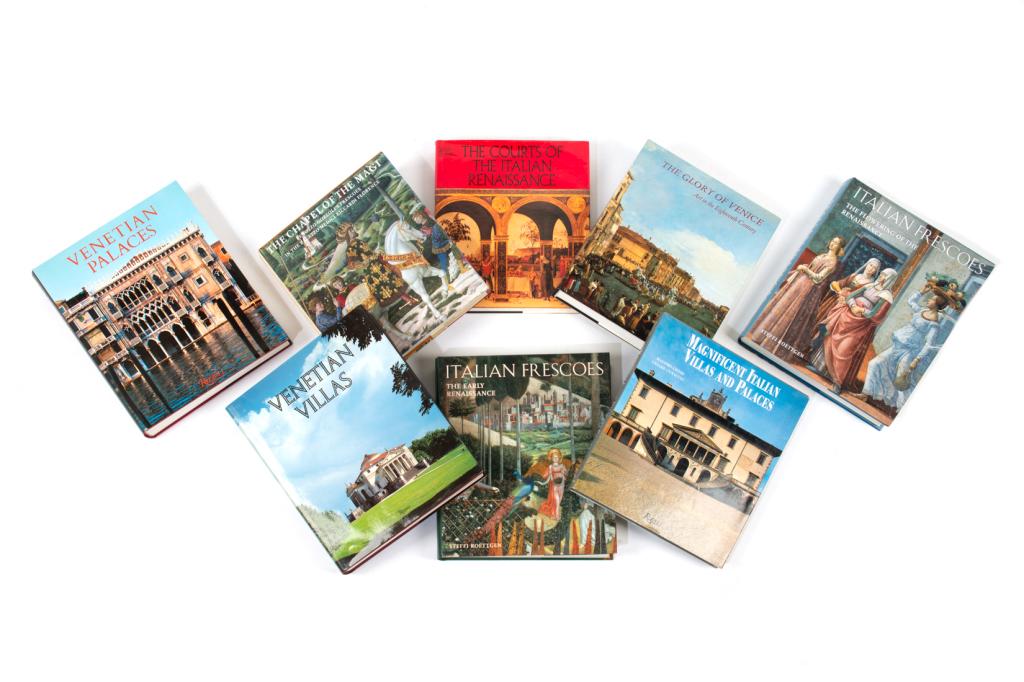 EIGHT BOOKS ON ITALIAN ART AND ARCHITECTURE: The Courts of the Italian Renaissance, The Chapel of the Magi, Italian Frescoes (2 volumes), The Glory of Venice, Magnificent Italian Villas and Palaces, Venetian Palaces, Venetian Villas