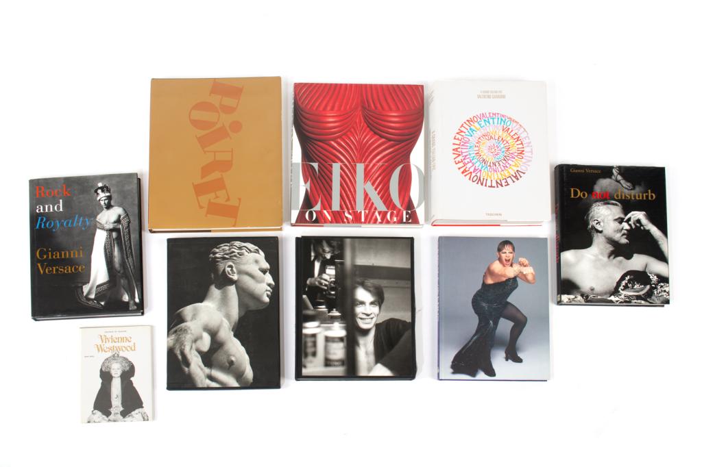 NINE ART BOOKS ON FASHION PHOTOGRAPHY: Gianni Versace Do not disturb, Rock and Royalty, Versace/Avedon, Richard Avedon, Poiret, A Grand Italian Epic Valentino Garavani, Eiko on Stage, Foro Italico, Vivienne Westwood