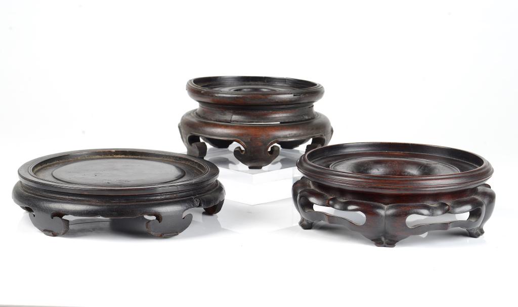 THREE LARGE ANTIQUE CHINESE HARDWOOD STANDS (1 of 8)