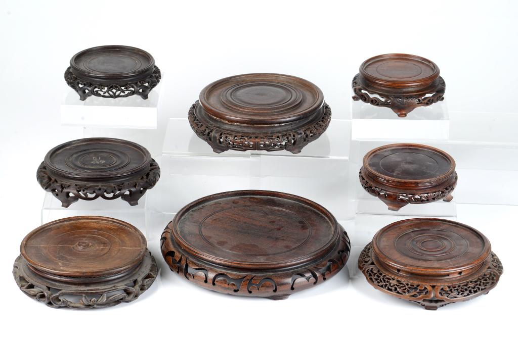 GROUP OF EIGHT CARVED CHINESE WOOD STANDS (1 of 10)