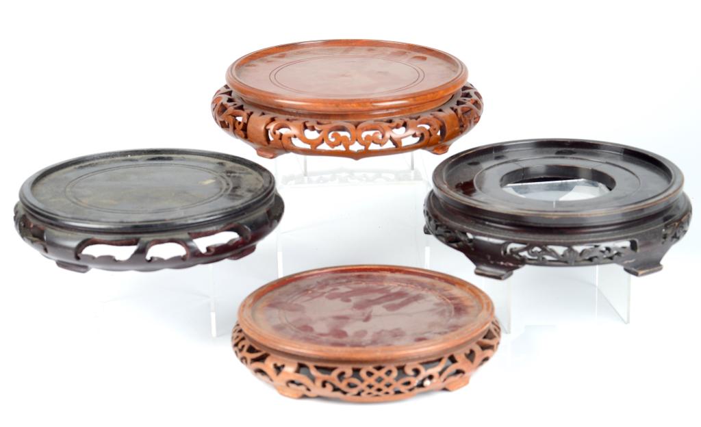 GROUP OF FOUR LARGE CARVED WOOD STANDS (1 of 6)