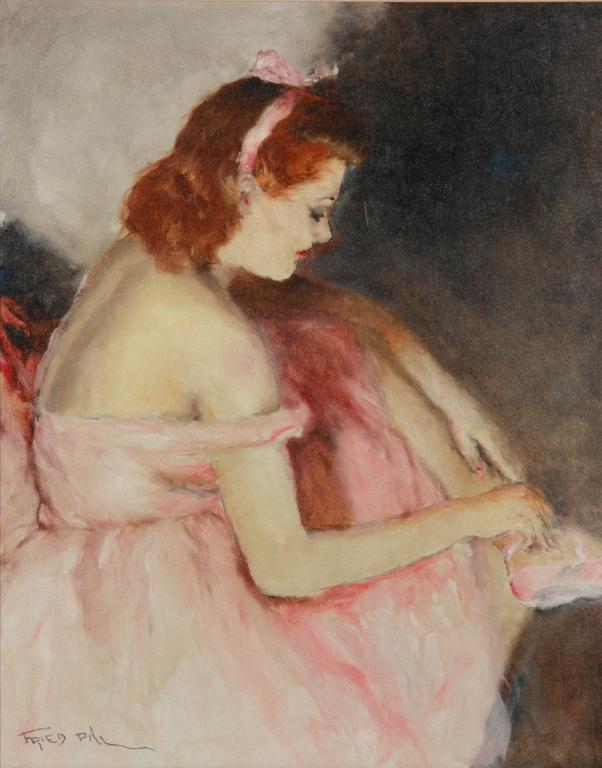 PAL FRIED (American/Hungarian, 1893-1976): Pink Shoes Oil on canvas Signed lower left Size: 30 x 24 in.