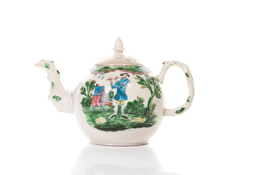 RARE 18TH C ENGLISH SALTGLAZE STONEWARE TEAPOT (1 of 5)