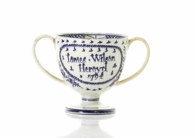 18TH C ENGLISH PEARLWARE TWO HANDLED LOVING CUP (1 of 7)