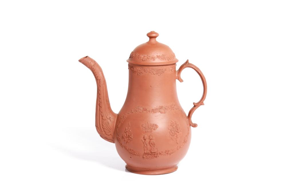 18TH C ENGLISH RED STONEWARE COFFEE POT (1 of 4)