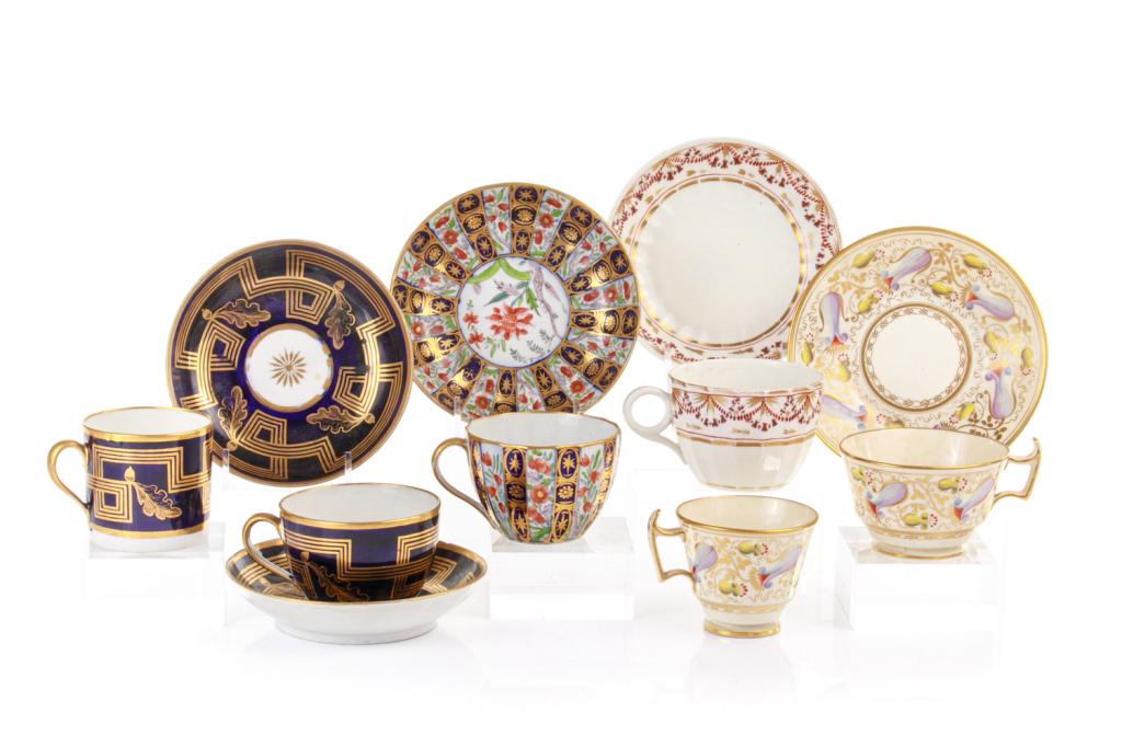 EARLY 19TH CENTURY ENGLISH CUPS AND SAUCERS (1 of 3)