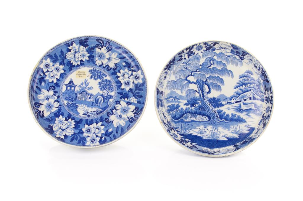 TWO 19TH C ENGLISH BLUE AND WHITE CHEESE STANDS (1 of 7)