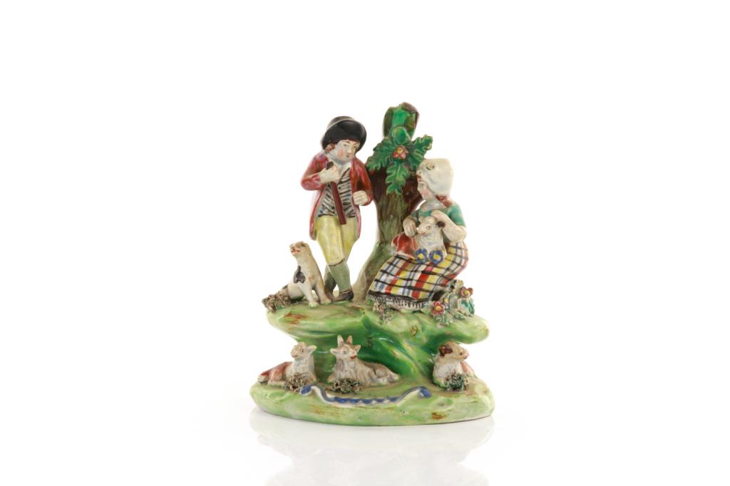 ENGLISH 18TH/19TH C WALTON PEARLWARE FIGURAL GROUP (1 of 3)