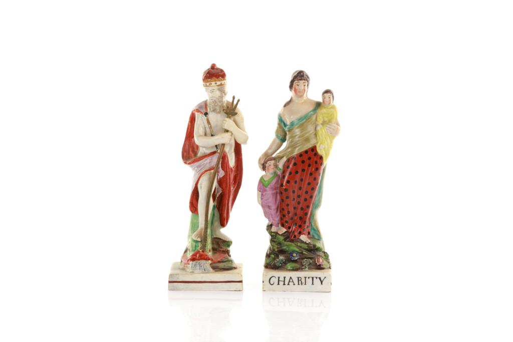 TWO 19TH C ENGLISH HAND PAINTED PORCELAIN FIGURES (1 of 3)
