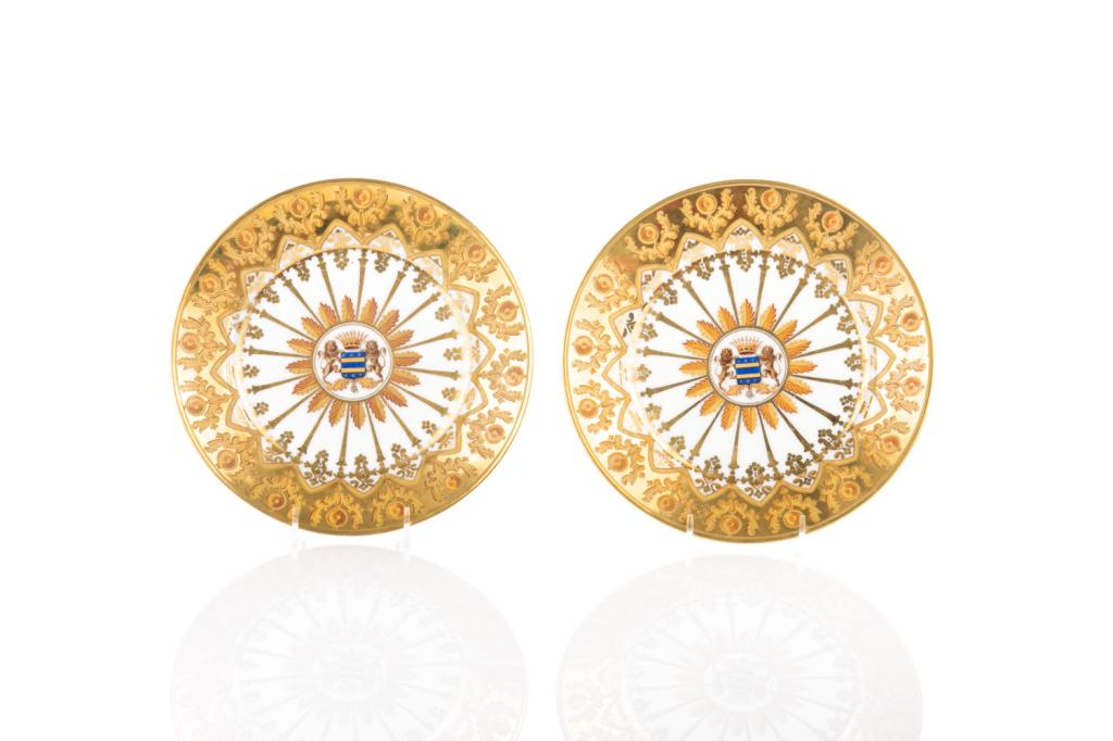 PAIR OF 19TH C FRENCH PORCELAIN ARMORIAL PLATES (1 of 2)