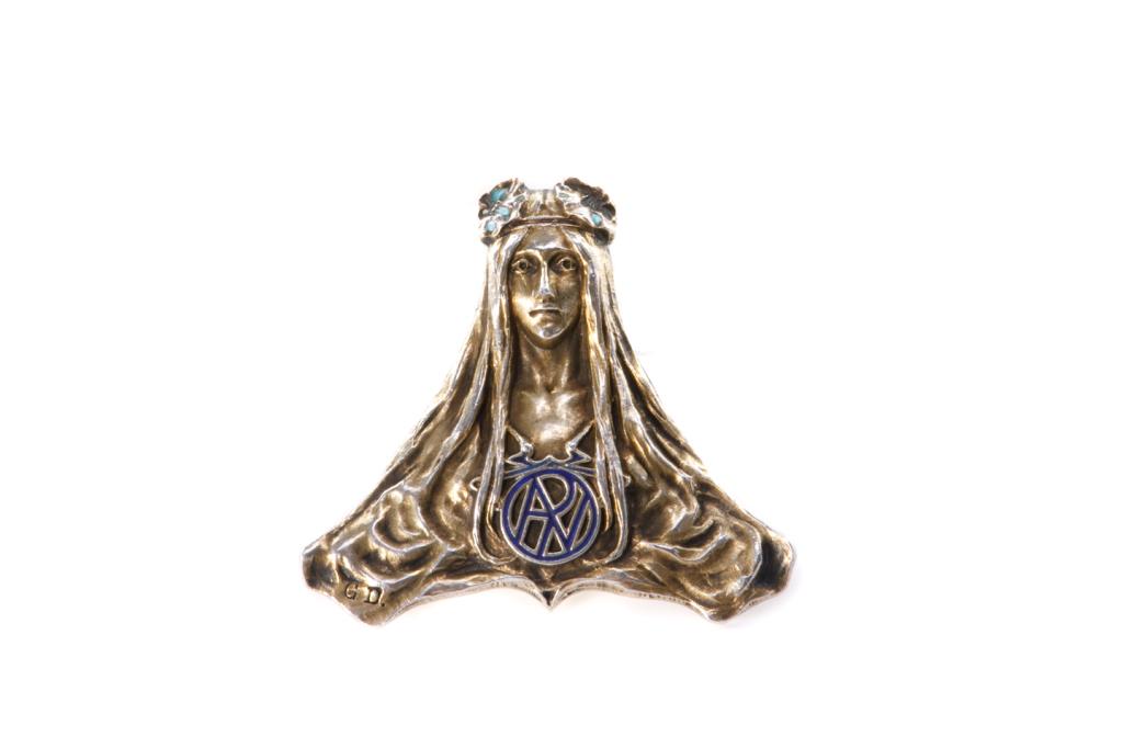 ANDRE KAUFFER ART NOUVEAU SILVER & ENAMEL PIN (1 of 1)