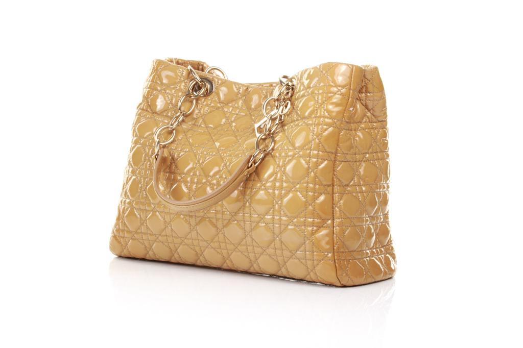 LADY DIOR CARAMEL PATENT LEATHER TOTE (1 of 3)