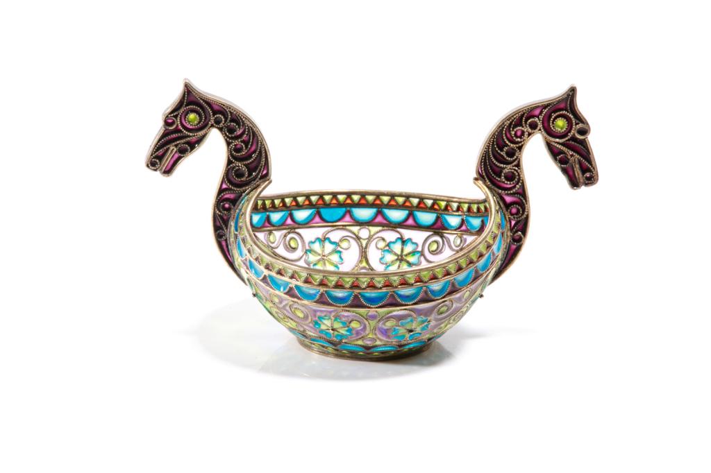 RUSSIAN PLIQUE-A-JOUR ENAMEL MINT DISH, 33g (1 of 3)