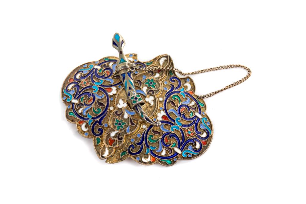 RUSSIAN SILVER GILT & ENAMEL BELT BUCKLE, 58g (1 of 3)