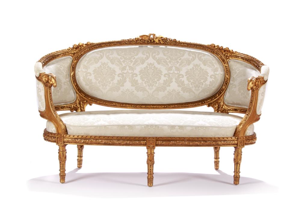 19TH C FRENCH GILTWOOD CARVED SETTEE (1 of 4)