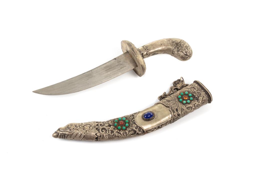 EASTERN SILVERED METAL DAGGER (1 of 2)