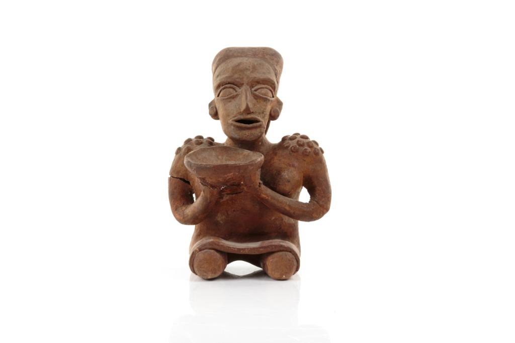 PRE-COLUMBIAN TERRACOTTA COLIMA SEATED FIGURE (1 of 2)