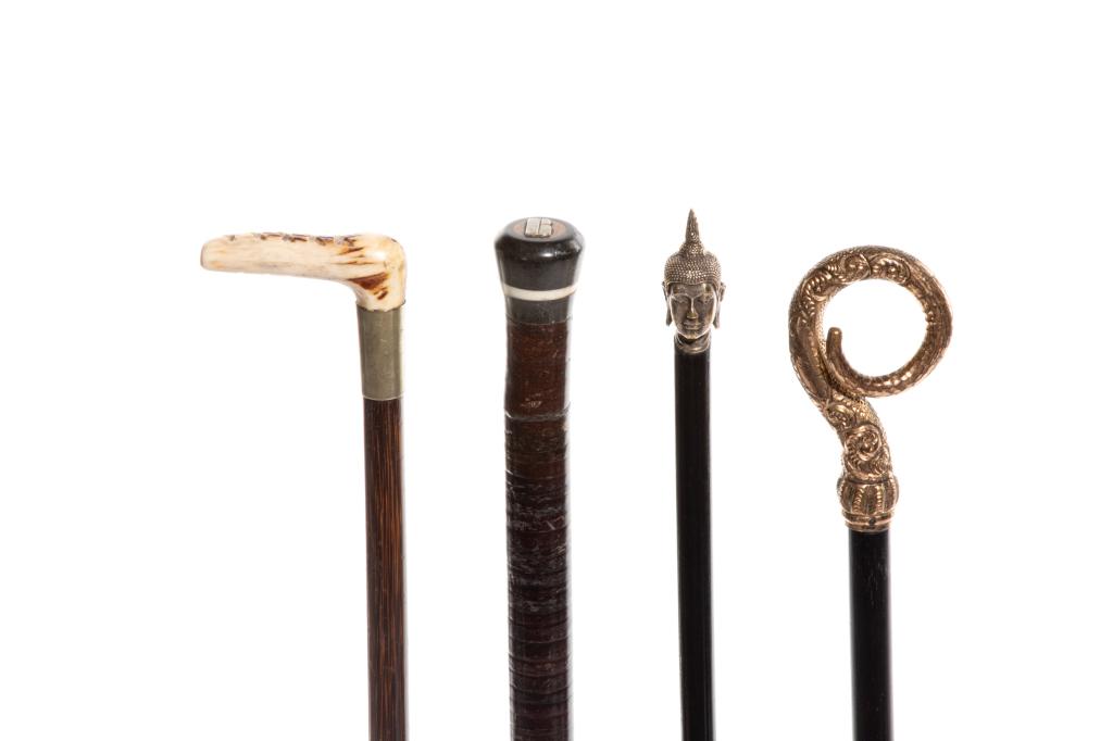 FOUR ANTIQUE MINIATURE WALKING STICKS (1 of 3)