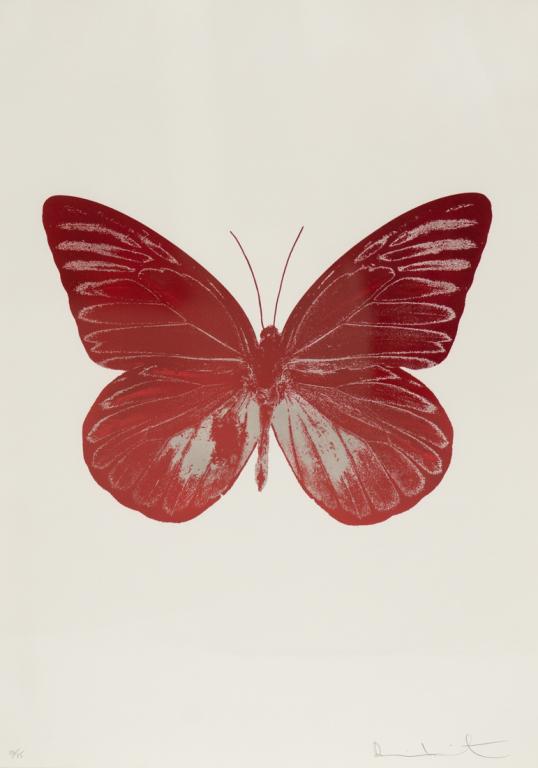 DAMIEN HIRST (British, b. 1965): The Souls I (Chilli Red/Silver Gloss) Foil block print on 300gsm Arches 88 archival paper Signed and numbered 10/15 in pencil Published by Other Criteria & Paul Stolper, London Size: 28 x 20 in. Prove