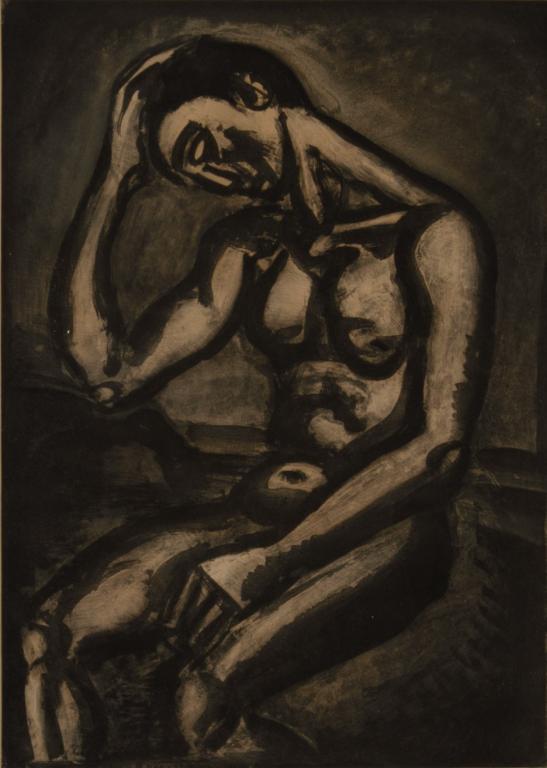 GEORGES ROUAULT (French, 1871-1958): Solitaire en cette vie d'embûches et de malice (Miseres Series, Plate 5) (1922) Aquatint on wove paper with Ambroise Vollard watermark Signed in the plate Size: 22.5 x 16 in. (plate) 25.5 x 20 in. (s