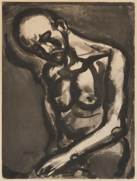 GEORGES ROUAULT (French, 1871-1958): Le dur métier de vivre Etching and Aquatint Signed and dated 1922 in the plate Size: 18.5 x 14 in. (image) With the Isaacs Gallery, label to framing paper.